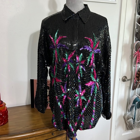 Vintage Princess Cruises Black Sequin Blouse - Picture 2 of 6